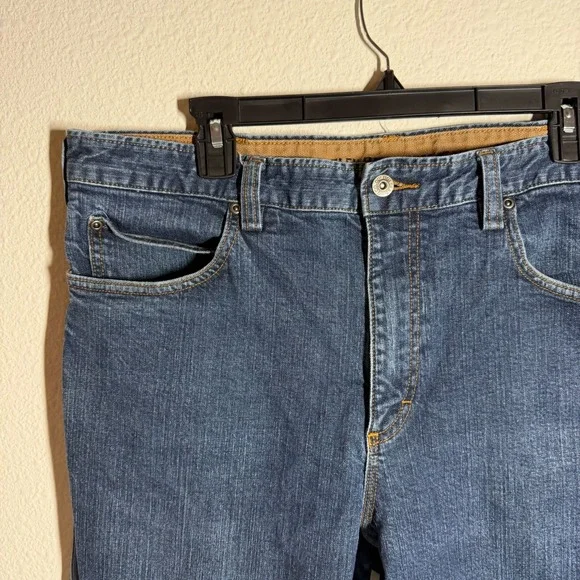 Duluth Trading Co Flex Ballroom Jeans Men 37 Blue Denim Straight Leg Relaxed Fit - Picture 5 of 12